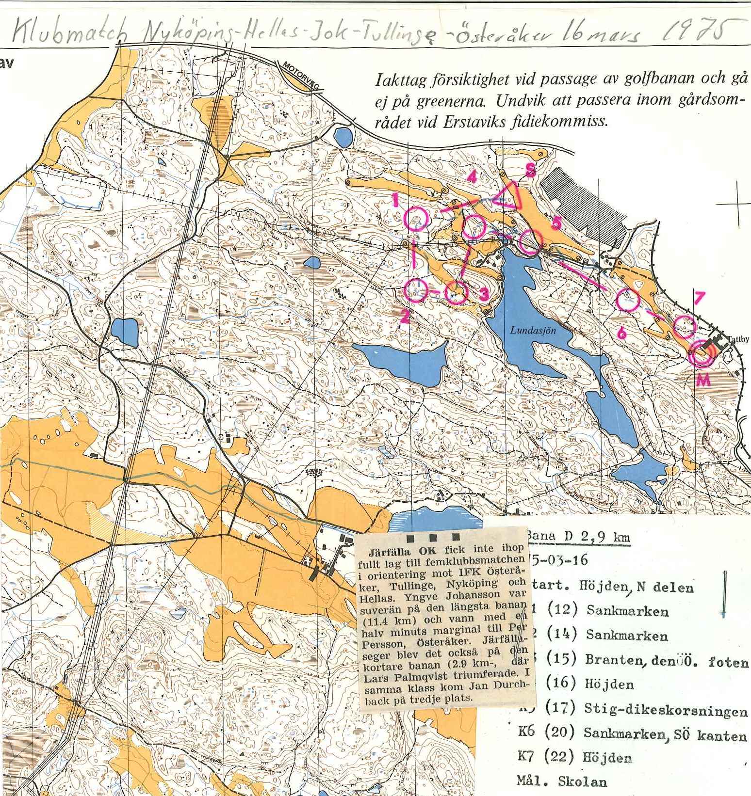 Klubbmatch JOK-Tullinge-Nyköping-Hellas-Österåker (1975-03-16)